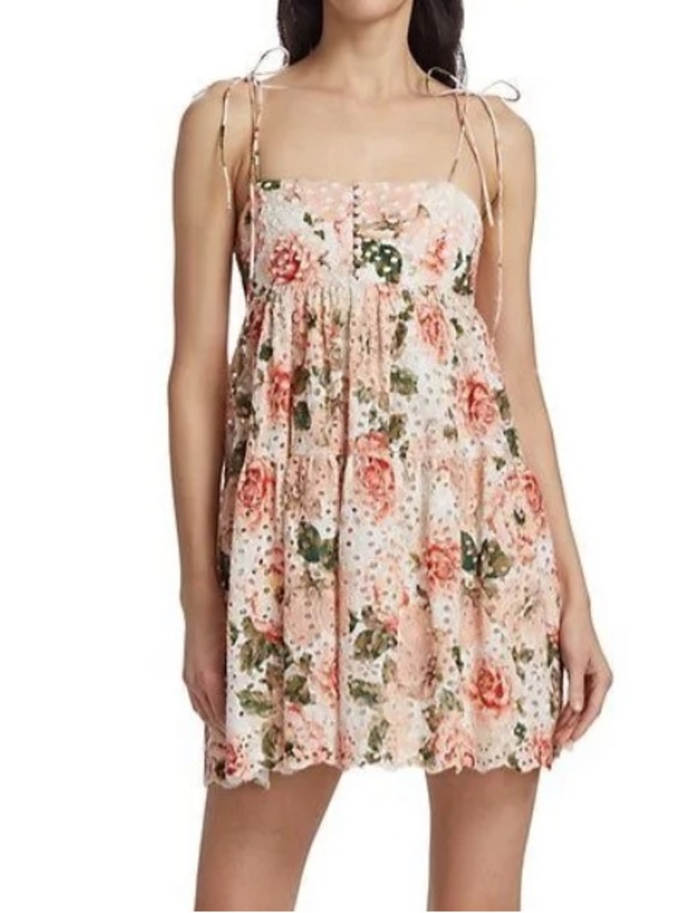 Alice + Olivia Lorelle Floral Floral Eyelet Mini Dress